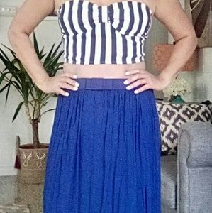 Maxi skirt with stripe crop top